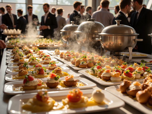 茶歇时间，参会者自由交流，背景为会议厅休息区，布置优雅舒适